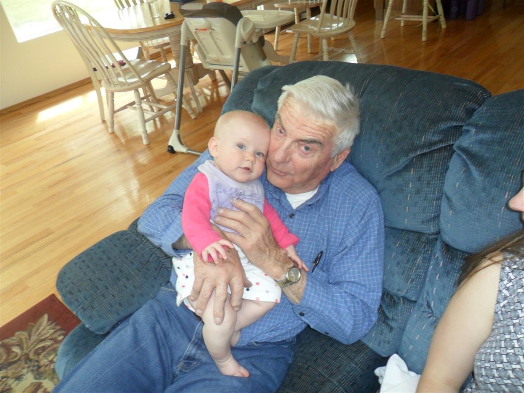 Great Grandpa loves on Great Grandma's namesake - Carolyn.