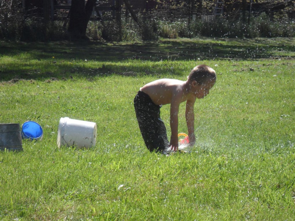 Playing in the sprinkler a couple weeks ago.