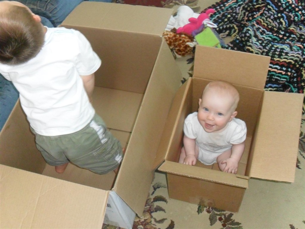 Kids in boxes.  Love.