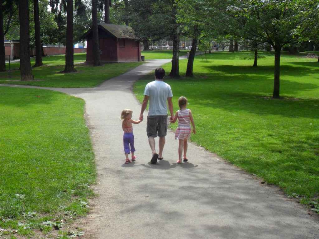 Friends invited us to their new and beautiful home downtown!  After church and a tasty barbeque, we went to the water fountain behind their house.