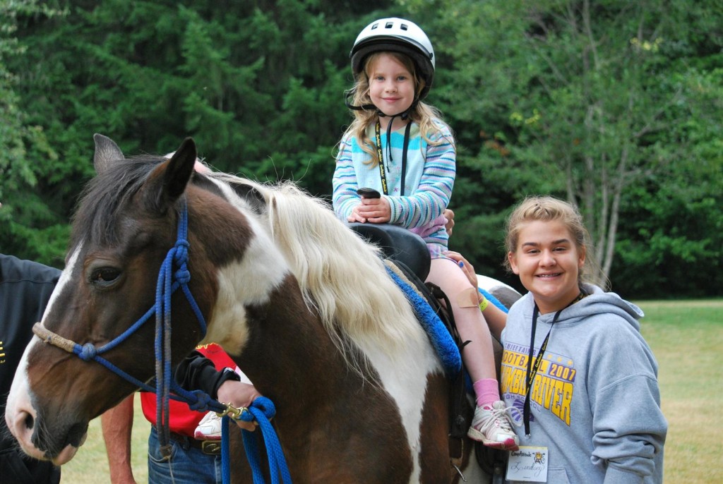 Anna's first ride ever with her buddy Lindsey!