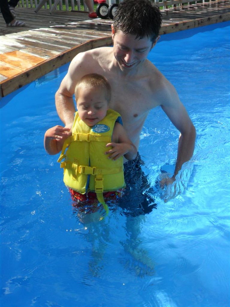 In the cold water with Papa.