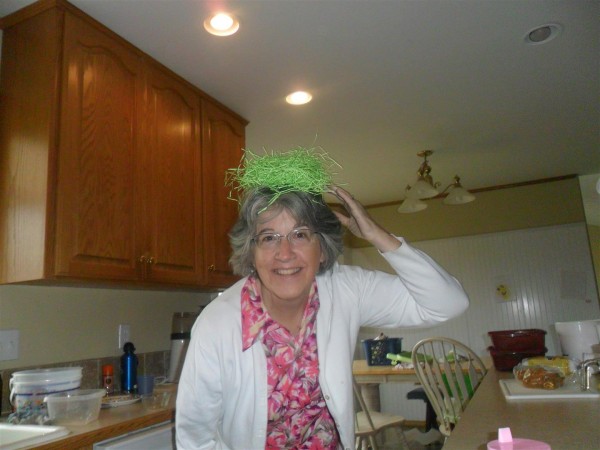 My mom gets a silly picture taken of her by the girls...
