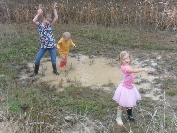 Second time I found them out here, we had to rescue Carolyn, whose boots were stuck in the muck.