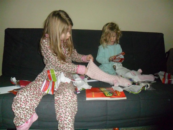 Watching the kids look at their stocking gifts was so much fun this year. They were all so into it!