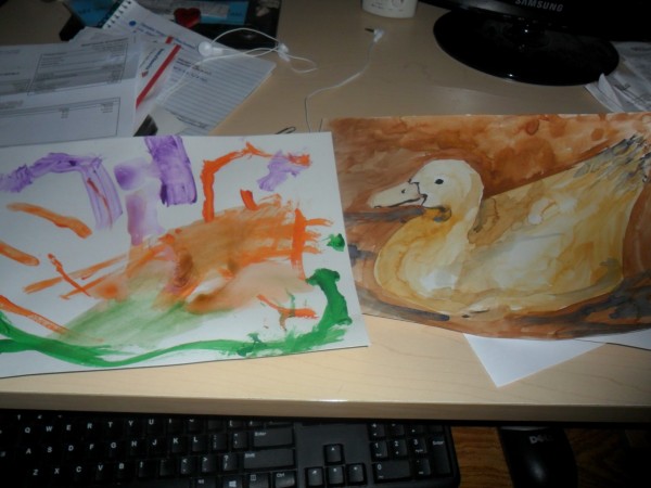A picture of some of the Art Break work by Carolyn and me.