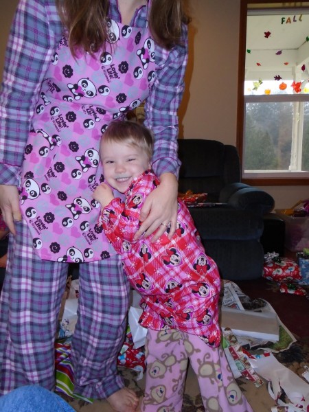 Carolyn in her new pjs... they are adorable and she wears them all the time.
