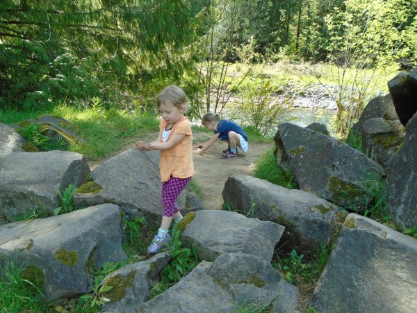 I consider this my most successful day in the entire year of homeschooling. There were no books. We went to the park, went on a 3-mile hike and practiced good attitudes, kind behavior, learned about how rocks turn smoother in the water, identified plants and generally had a good day.