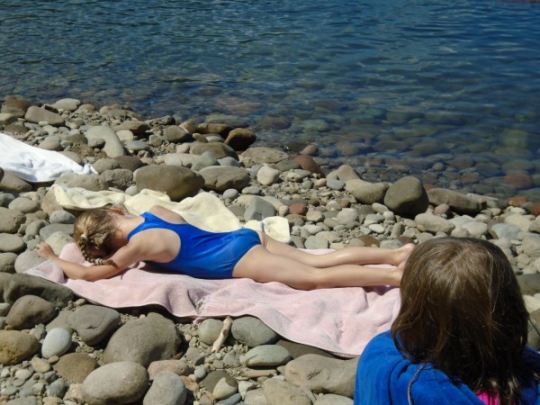 I laughed that Margaret laid on her towel on the rockes!
