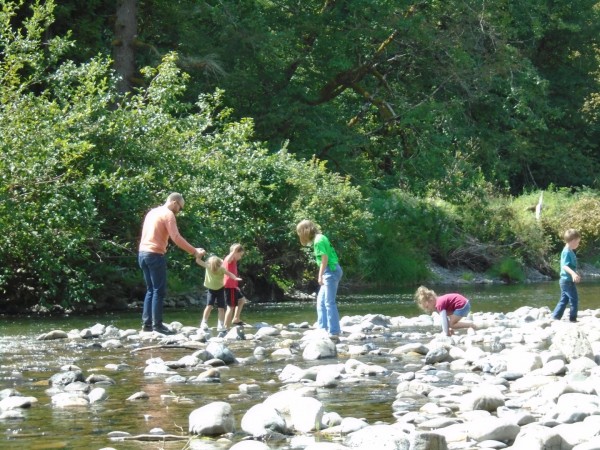 Neal was teaching rock-skipping skills and generally being agreeable.