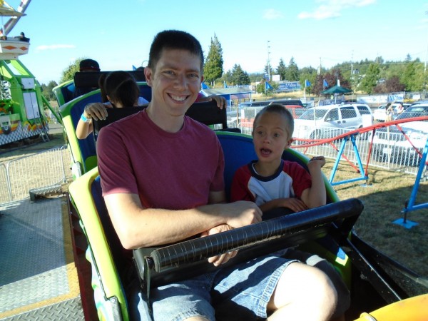 Jordan was NOT a fan of the little roller coaster that had a sharp, jerky turn.
