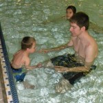 First time in the pool! Look at my handsome boys!