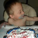 Little blue boy! (little boy blue?) ... and his destroyed cake!