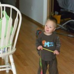 Jordan running around the house with one of his favorite toys!