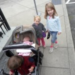 Our first outing! Both the big girls had the same first outing - a trip to rent a movie and buy Papa Murphy's. (I don't think I got out of the car.) Carolyn is special... her first outing was to buy baby chicks! 