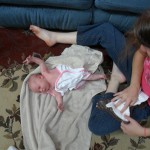 Little pink bundle after her first not-sponge bath.