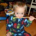 Jordan with his drumstick.