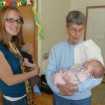 Gran had the arms of sleep! (Wish she was here right now!) Here is Amy too with her three month old! 