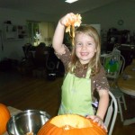 Anna is big enough now to actually enjoy gutting a pumpkin!