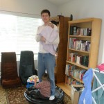 Ok - did you know that bouncing gently on a trampoline is an AWESOME baby put-to-sleeper? It is!!! We use our trampoline all the time now. Here is Brian bouncing both Carrie and Jordan.