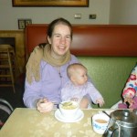 Soup while holding a baby is a bit tricky!