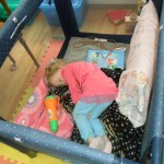 Not Carolyn.... but I thought the other day that I was wrong about Maggie having a fever, because she was up and playing. Then I found her here in a play pen.... fast asleep. :-) Pretty dang adorable!
